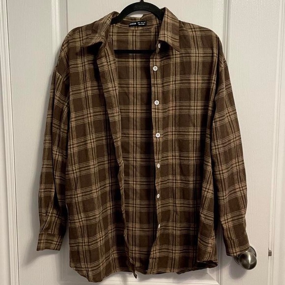 Shein plaid brown flannel - Picture 2 of 4